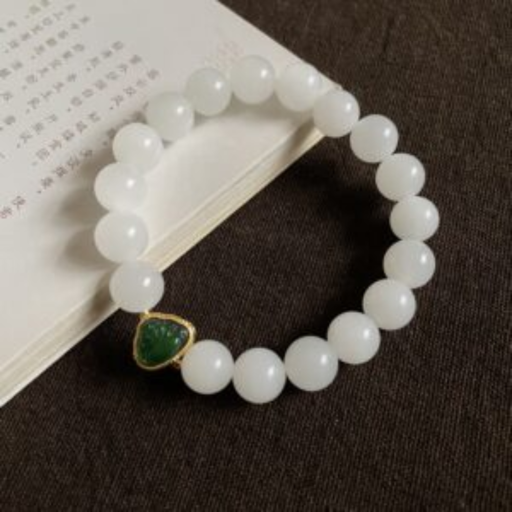 10mm White Nephrite Bead Bracelet - Image 2
