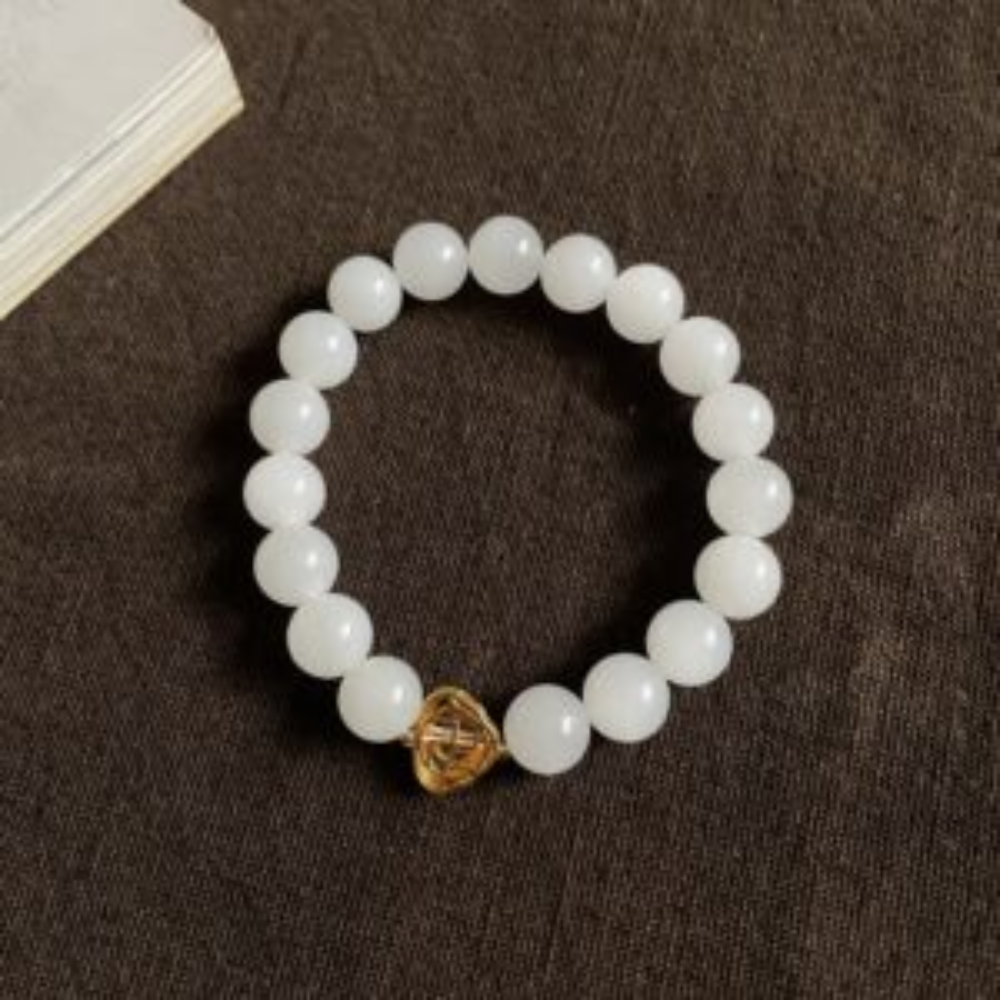 10mm White Nephrite Bead Bracelet - Image 3