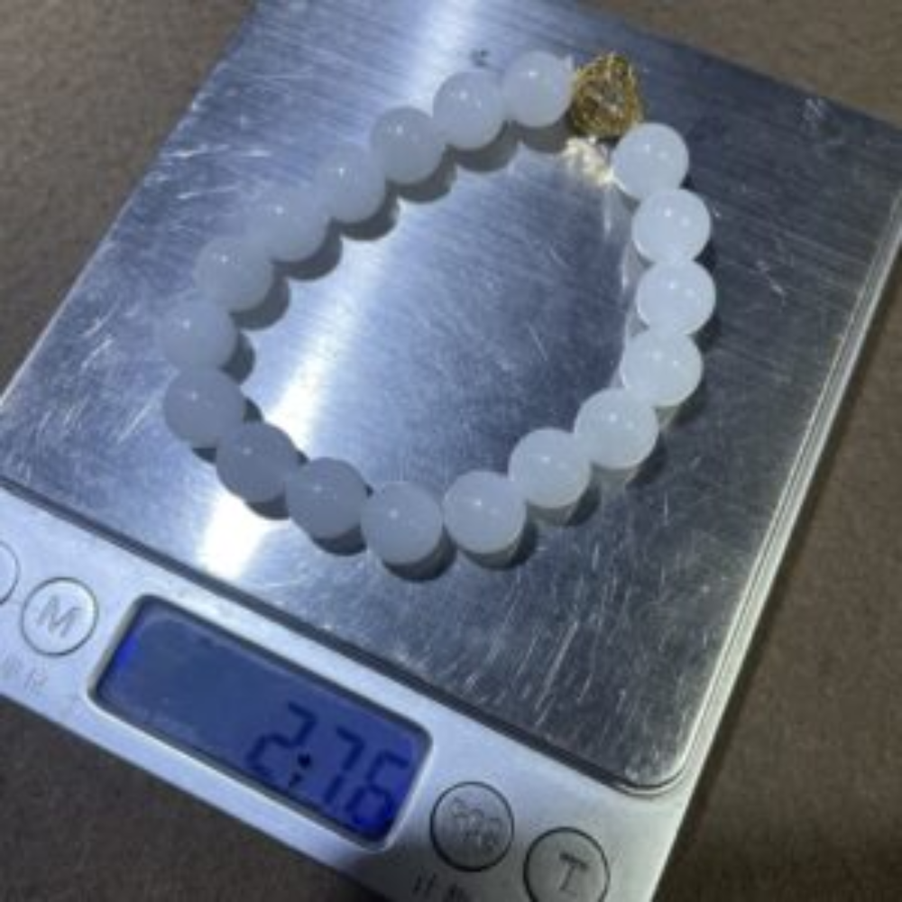 10mm White Nephrite Bead Bracelet - Image 5