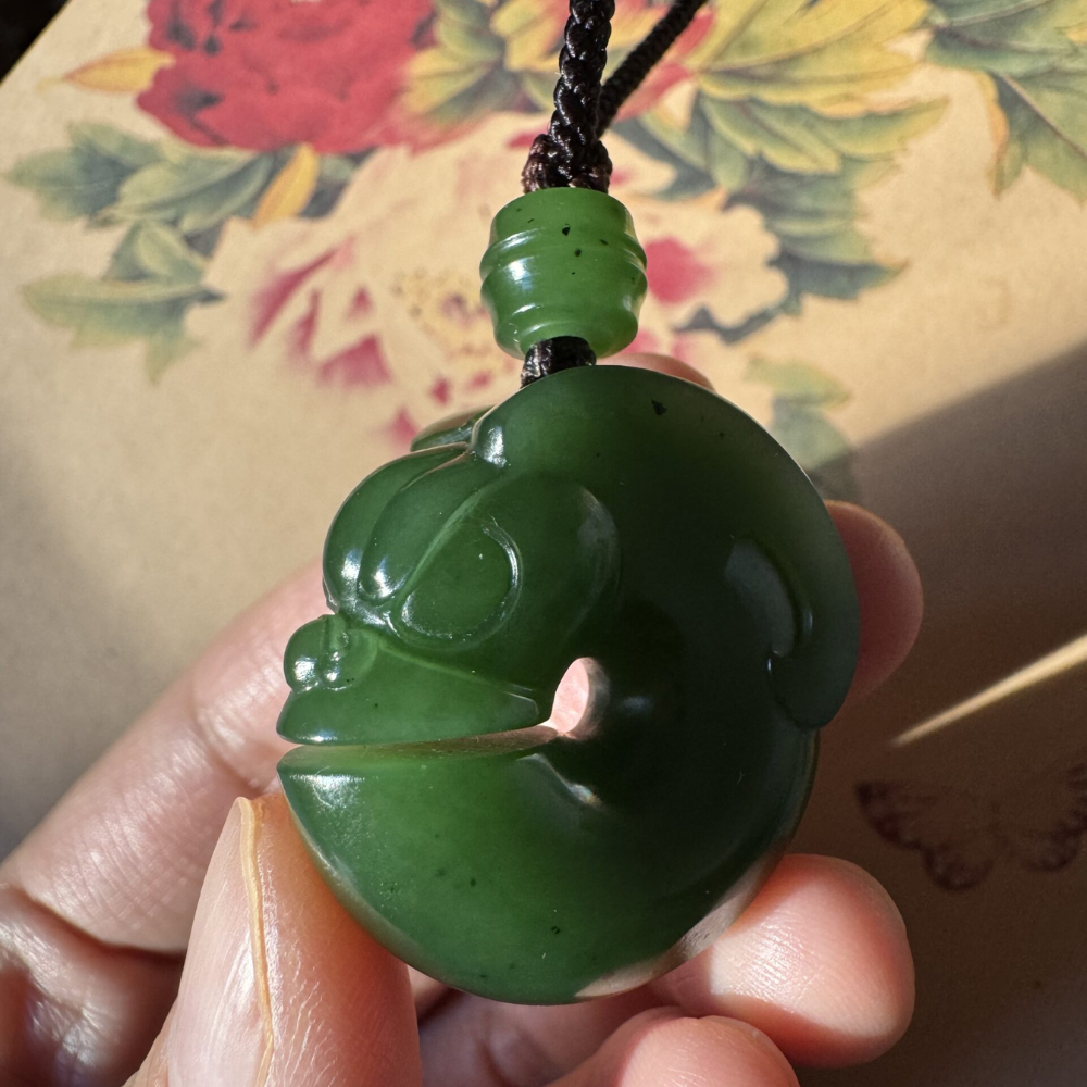 Green Nephrite Jade Pig Dragon Pendant - Image 3