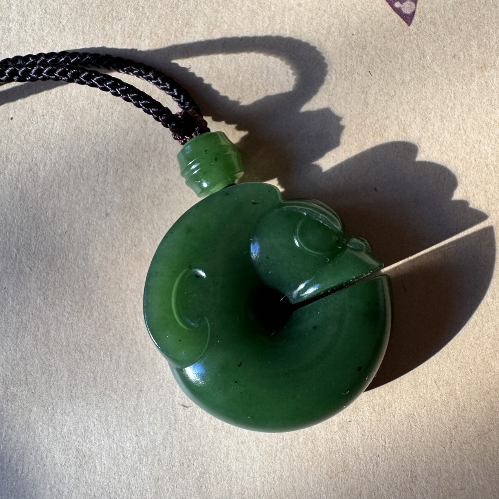 Green Nephrite Jade Pig Dragon Pendant - Image 4