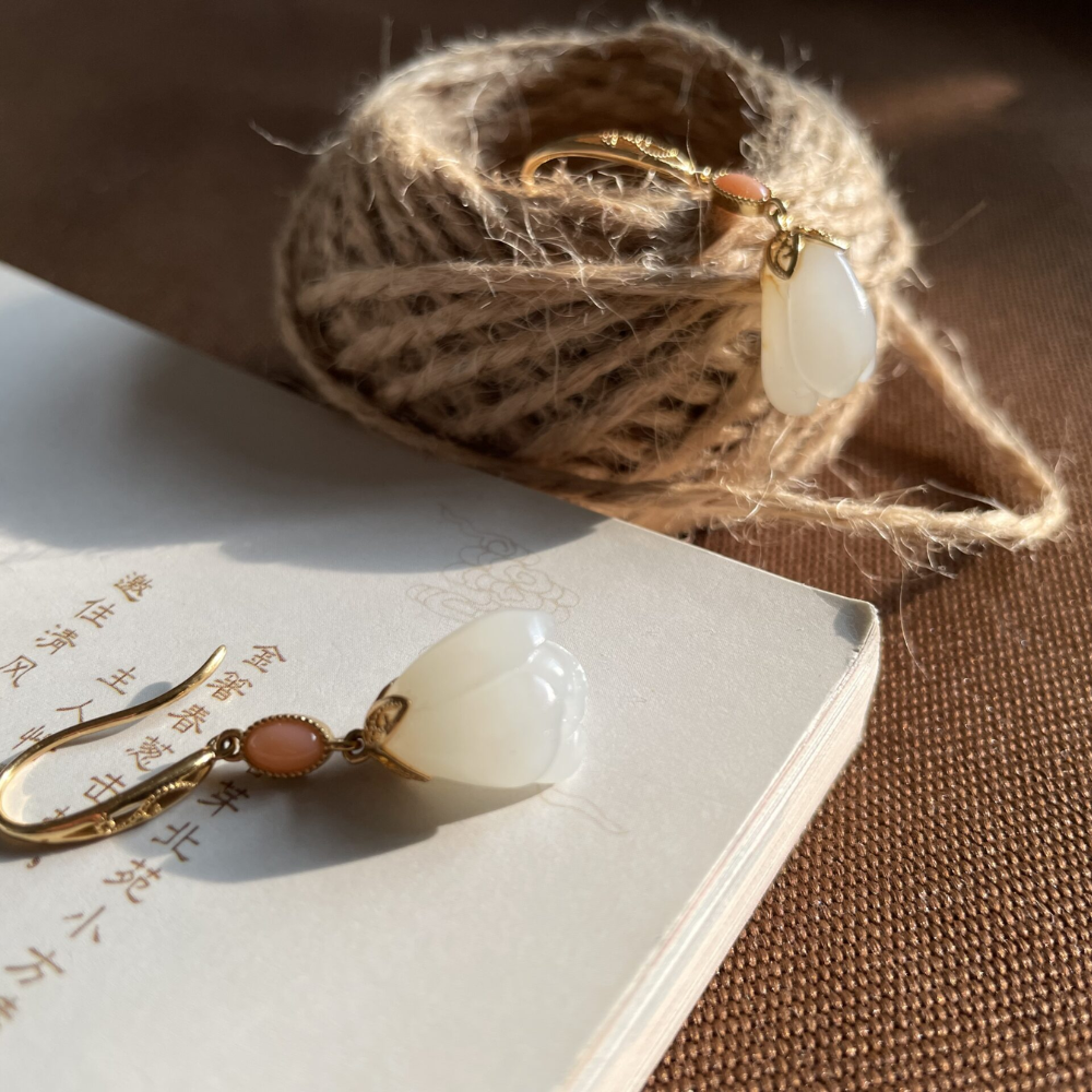 Magnolia Blossom Ear Hook Earrings - Image 3