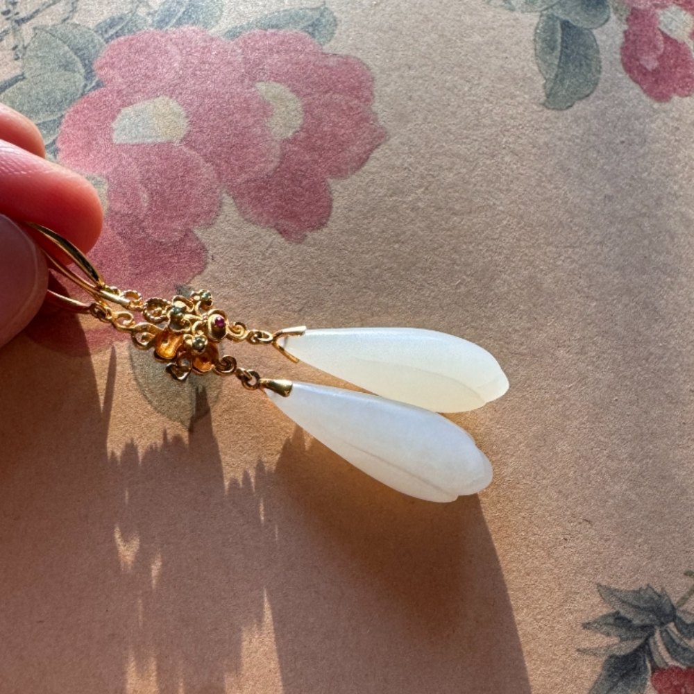 Magnolia Elegance Jade Earrings - Image 2