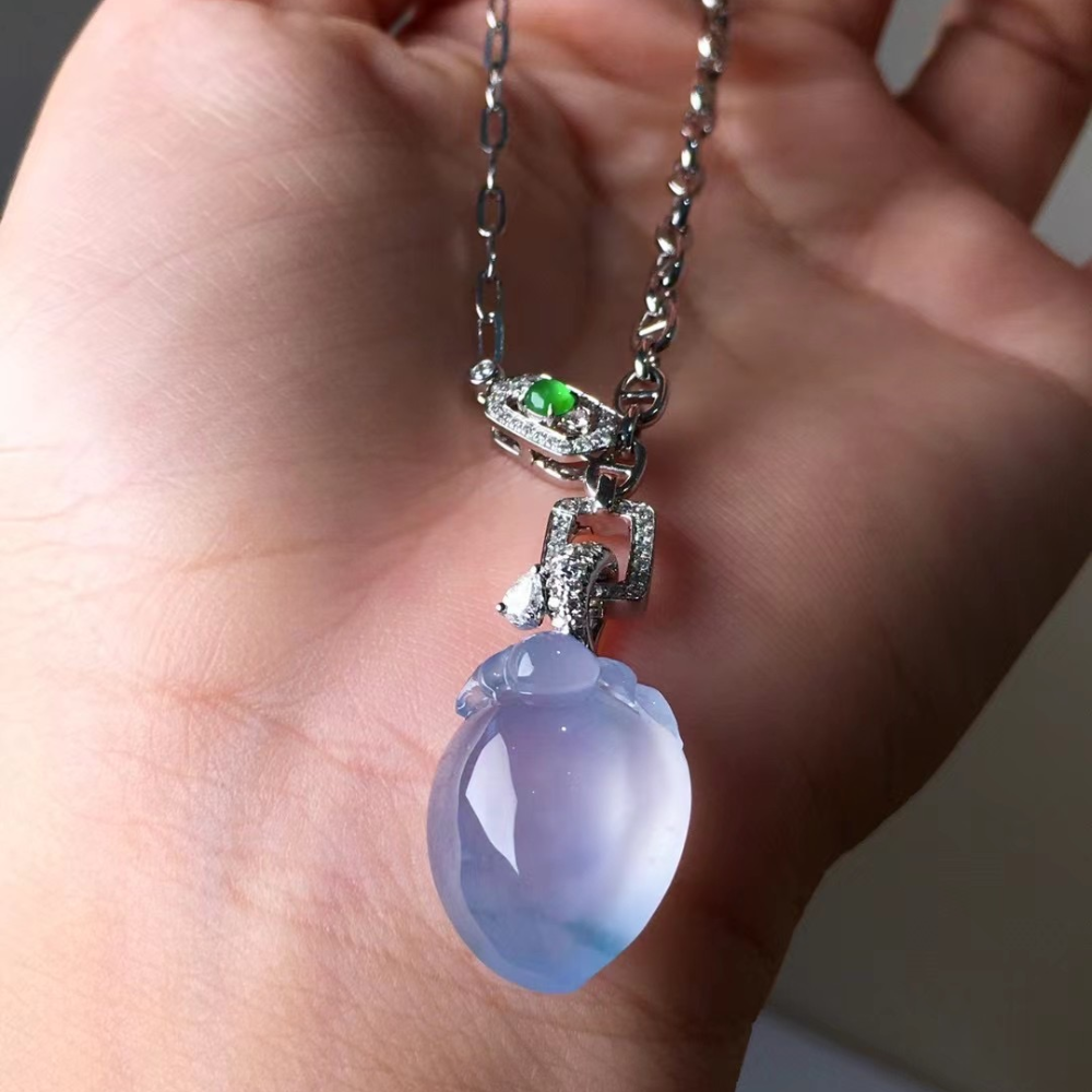Purple Glassy Jadeite Choker Necklace - Image 2