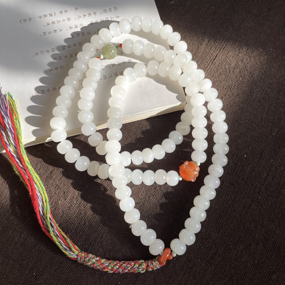 Serene Harmony 108 Buddha Nephrite Necklace – 78mm