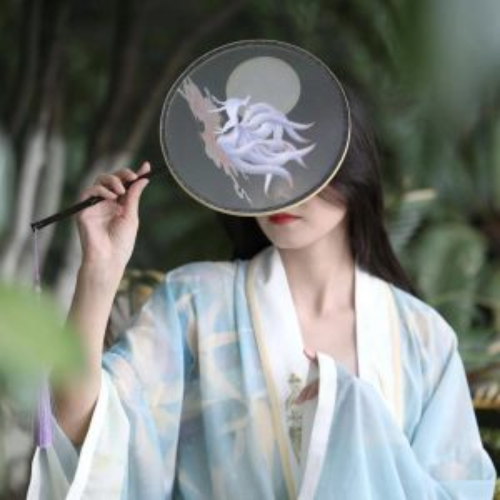Handcrafted Silk Thread Embroidered Fan - Image 10