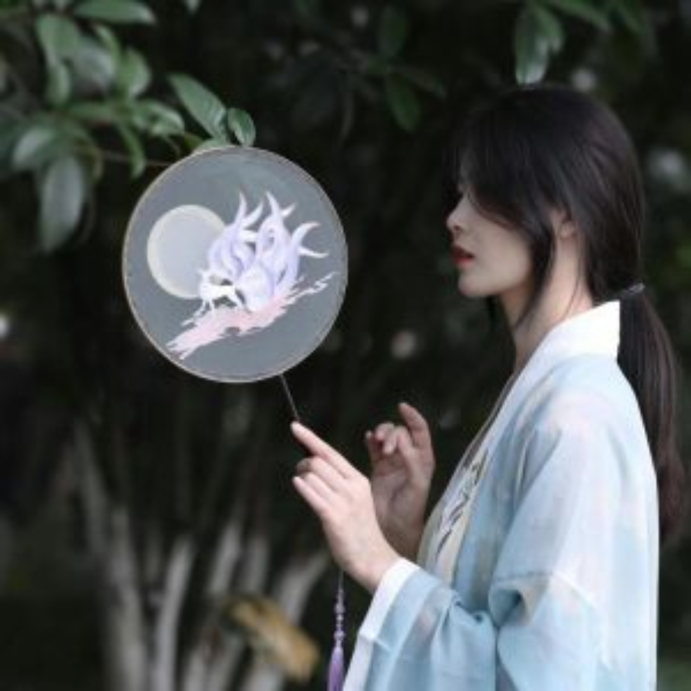 Handcrafted Silk Thread Embroidered Fan - Image 11