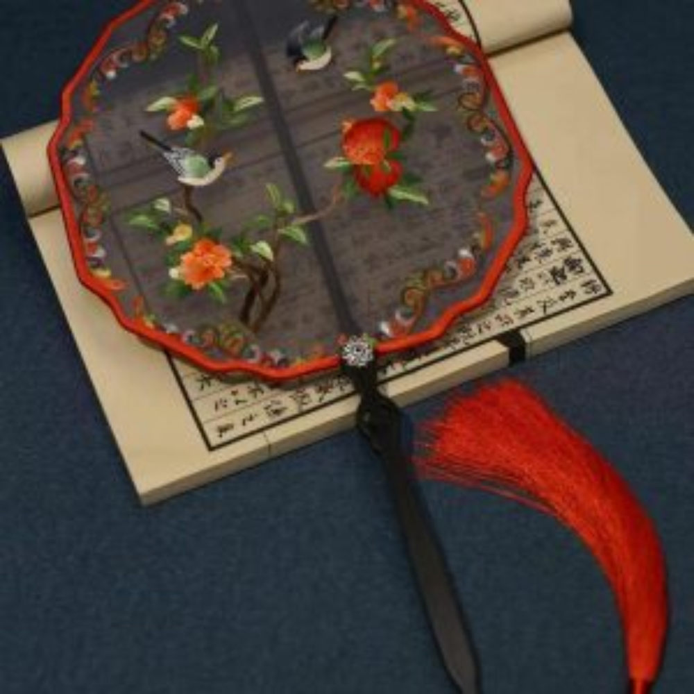 Handcrafted Silk Thread Embroidered Fan - Image 13