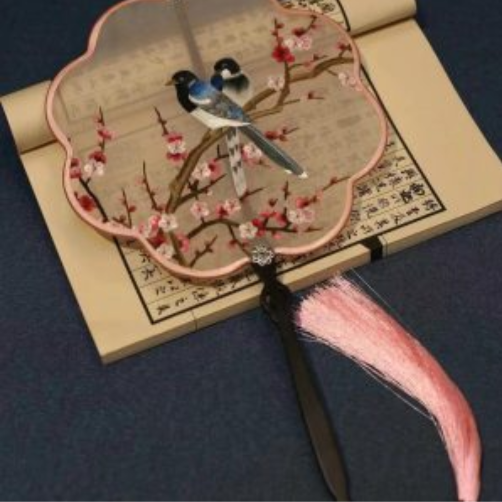 Handcrafted Silk Thread Embroidered Fan - Image 14