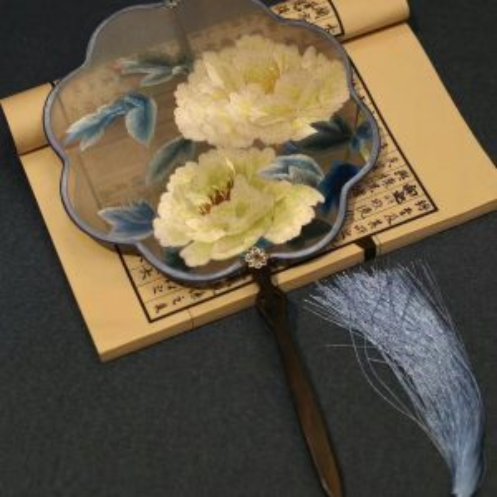 Handcrafted Silk Thread Embroidered Fan - Image 16