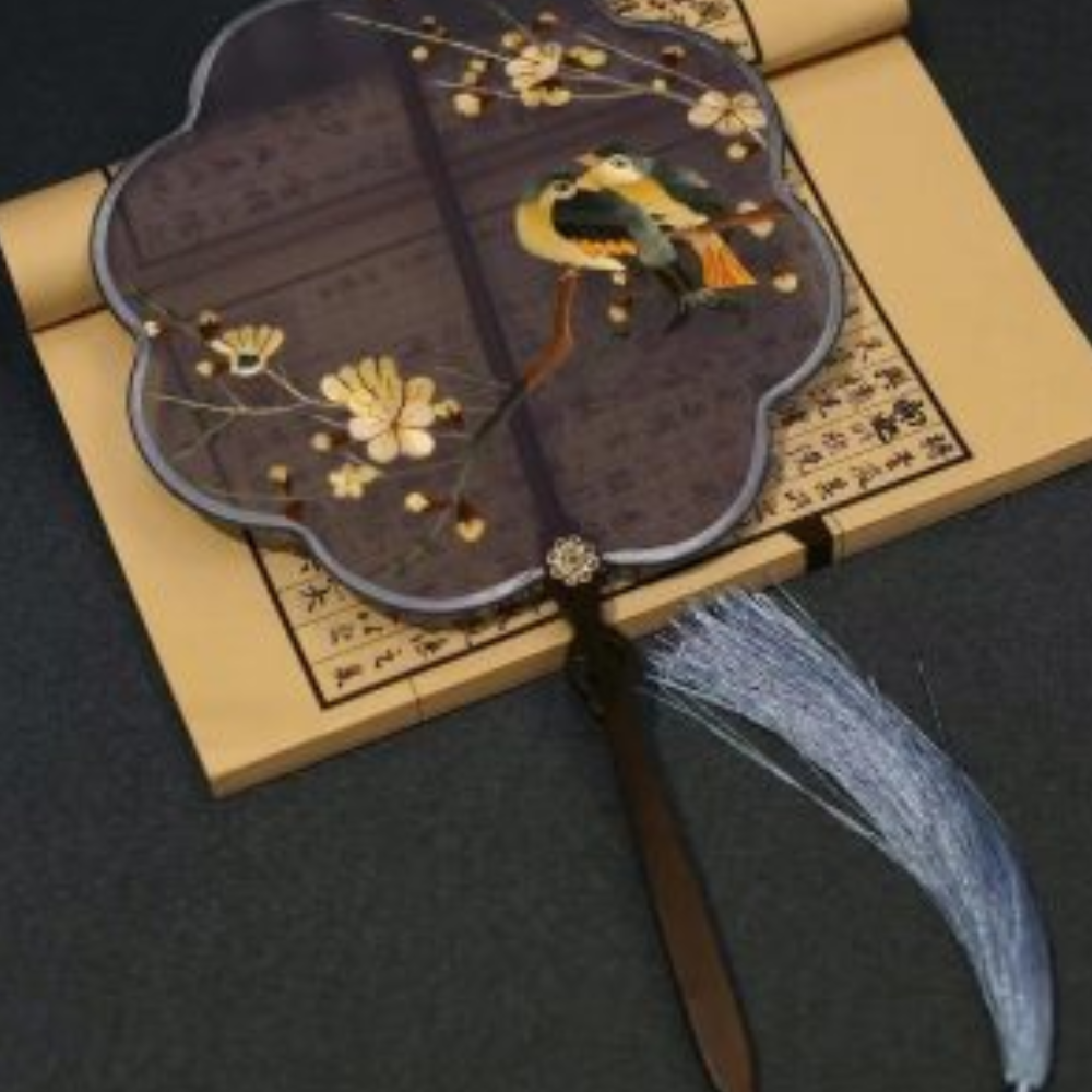 Handcrafted Silk Thread Embroidered Fan - Image 17