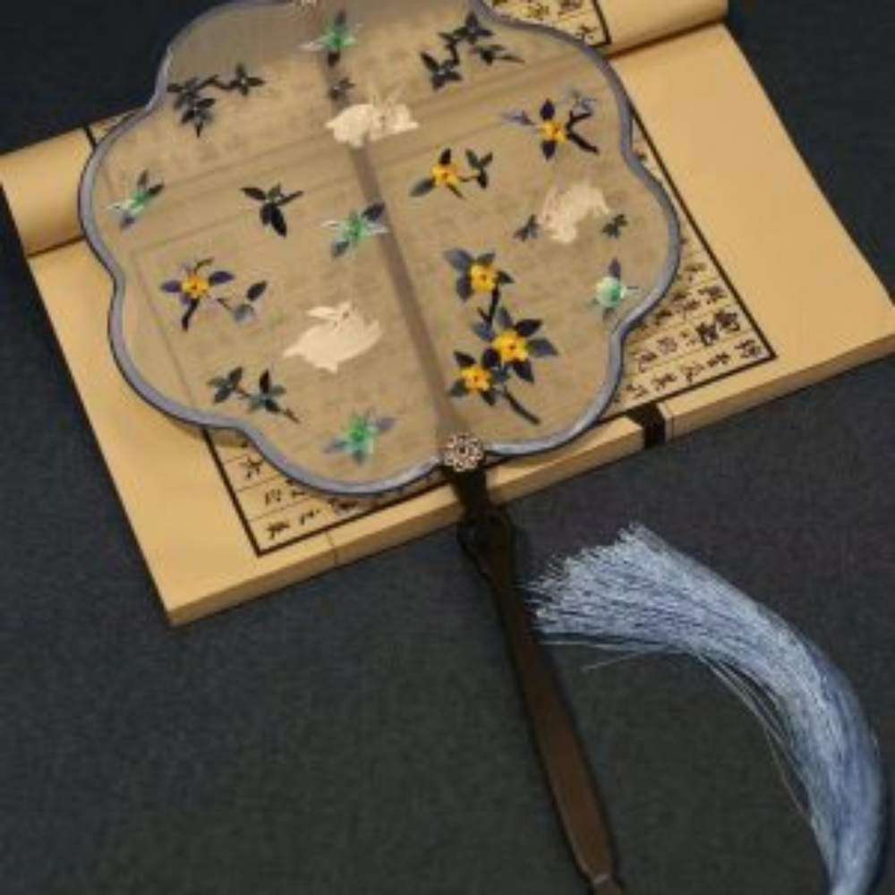 Handcrafted Silk Thread Embroidered Fan - Image 18