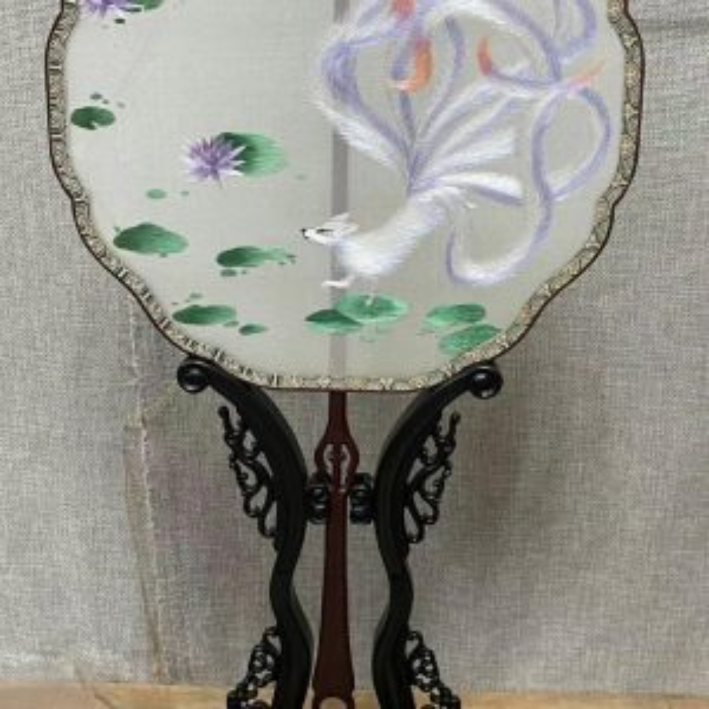 Handcrafted Silk Thread Embroidered Fan - Image 19