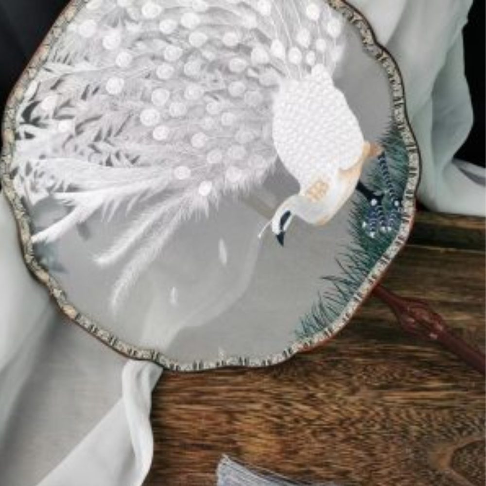 Handcrafted Silk Thread Embroidered Fan - Image 20