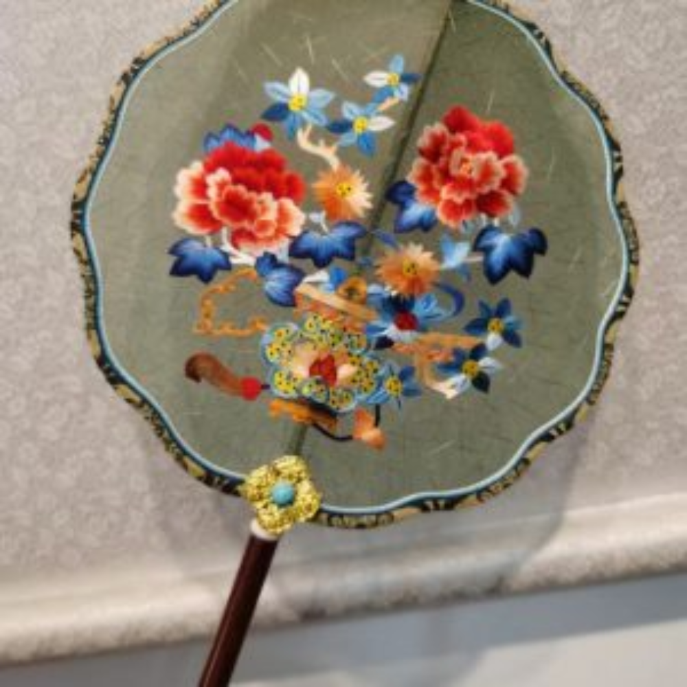 Handcrafted Silk Thread Embroidered Fan - Image 21
