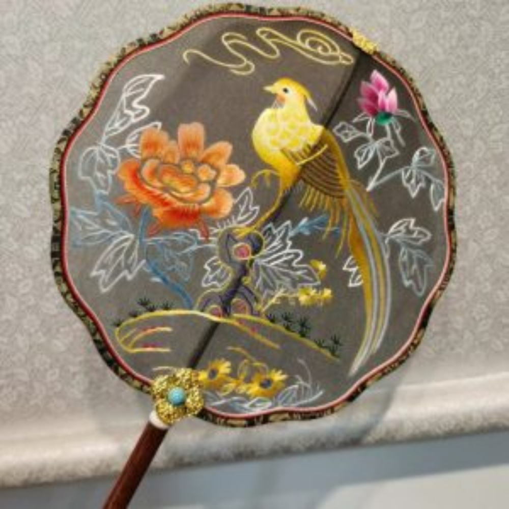 Handcrafted Silk Thread Embroidered Fan - Image 22