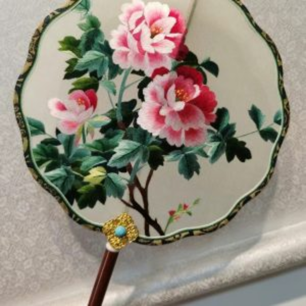 Handcrafted Silk Thread Embroidered Fan - Image 23