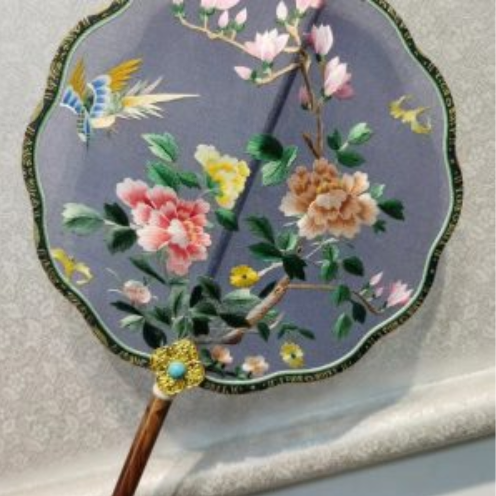 Handcrafted Silk Thread Embroidered Fan - Image 24