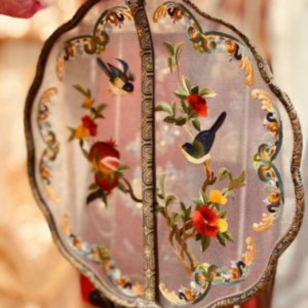 Handcrafted Silk Thread Embroidered Fan - Image 25