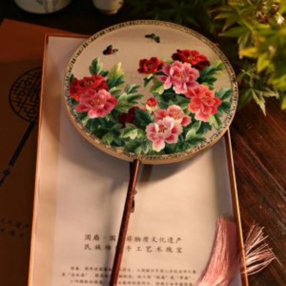 Handcrafted Silk Thread Embroidered Fan - Image 7